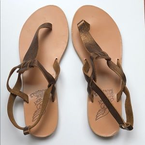 Ancient Greek Sandals Estia Leather Bronze Brown